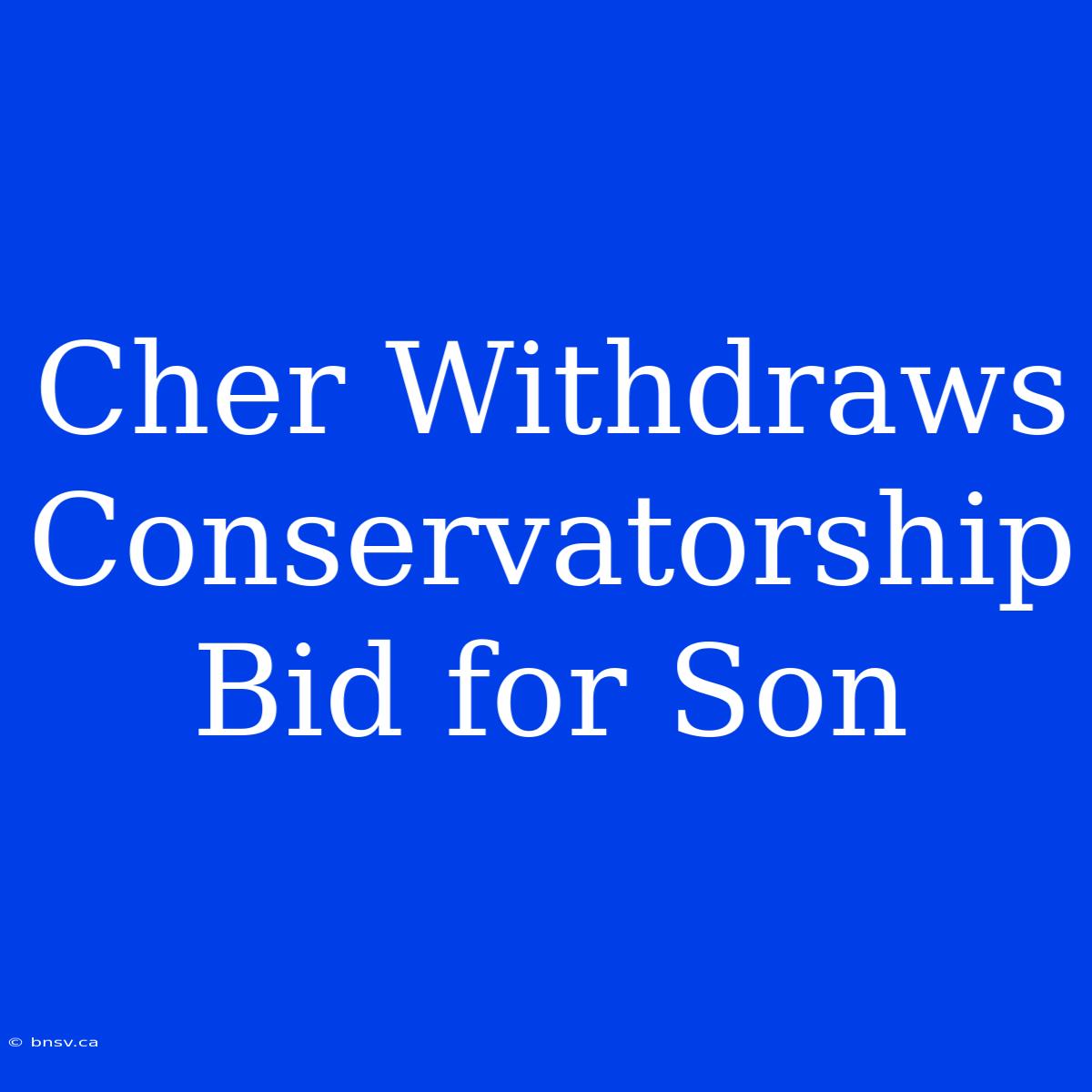 Cher Withdraws Conservatorship Bid For Son