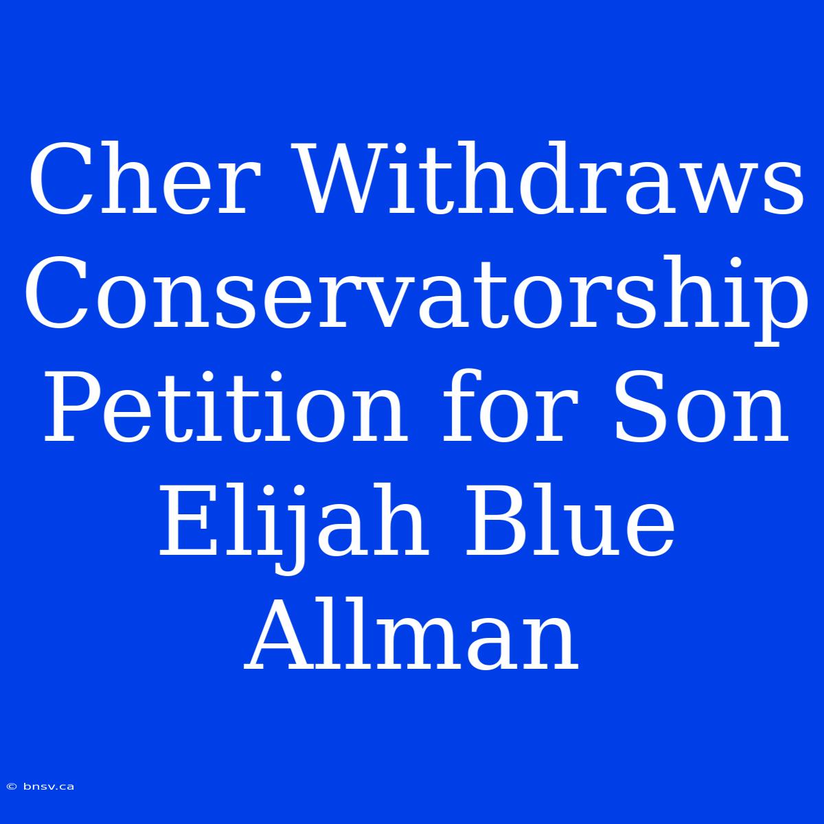 Cher Withdraws Conservatorship Petition For Son Elijah Blue Allman