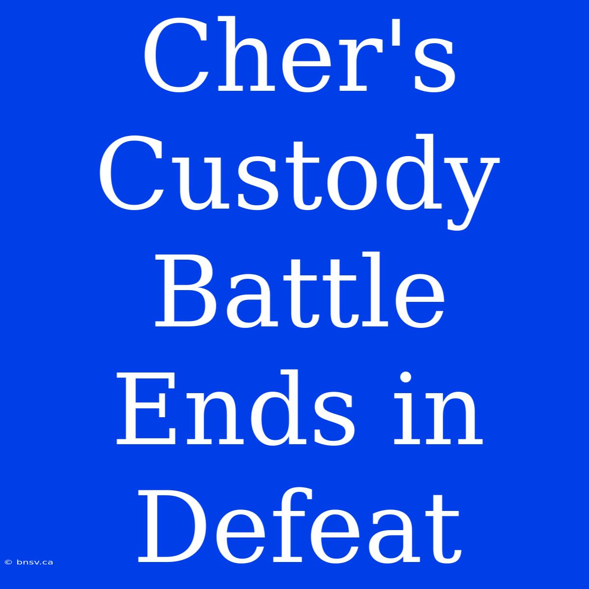 Cher's Custody Battle Ends In Defeat