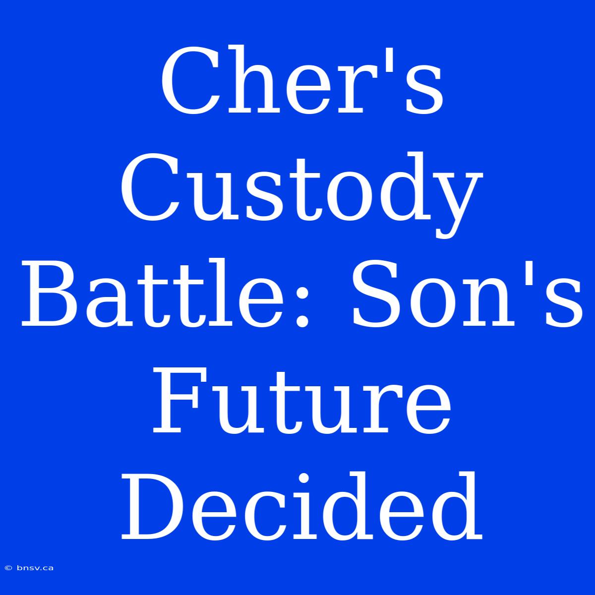 Cher's Custody Battle: Son's Future Decided