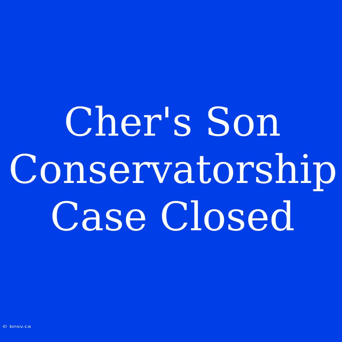 Cher's Son Conservatorship Case Closed