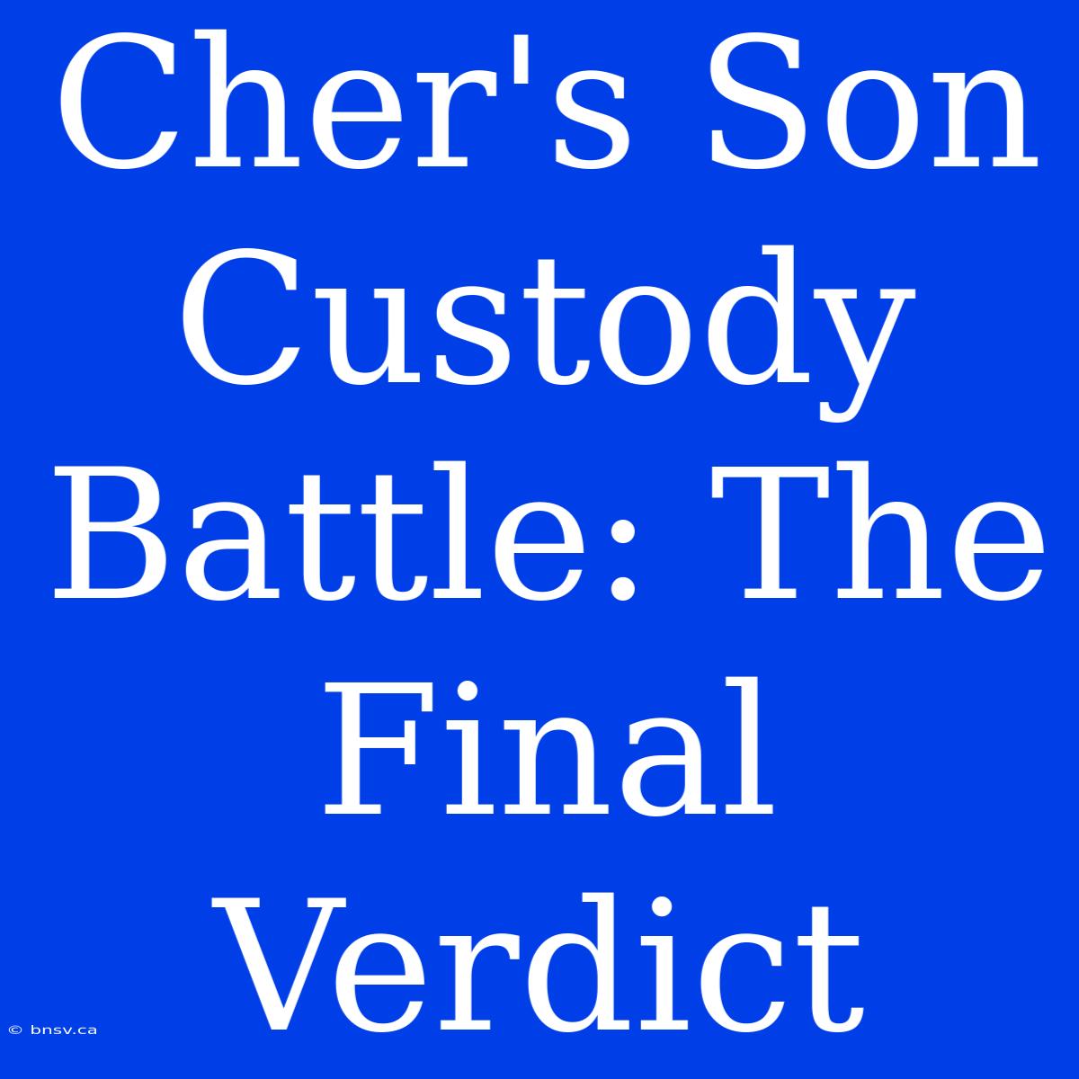 Cher's Son Custody Battle: The Final Verdict