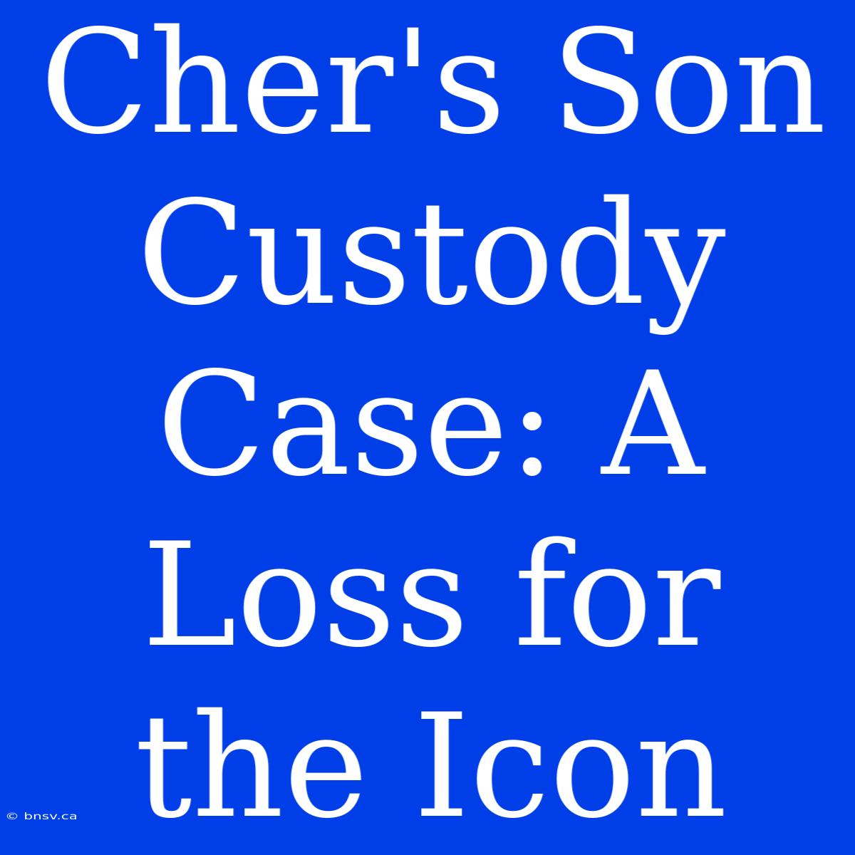 Cher's Son Custody Case: A Loss For The Icon