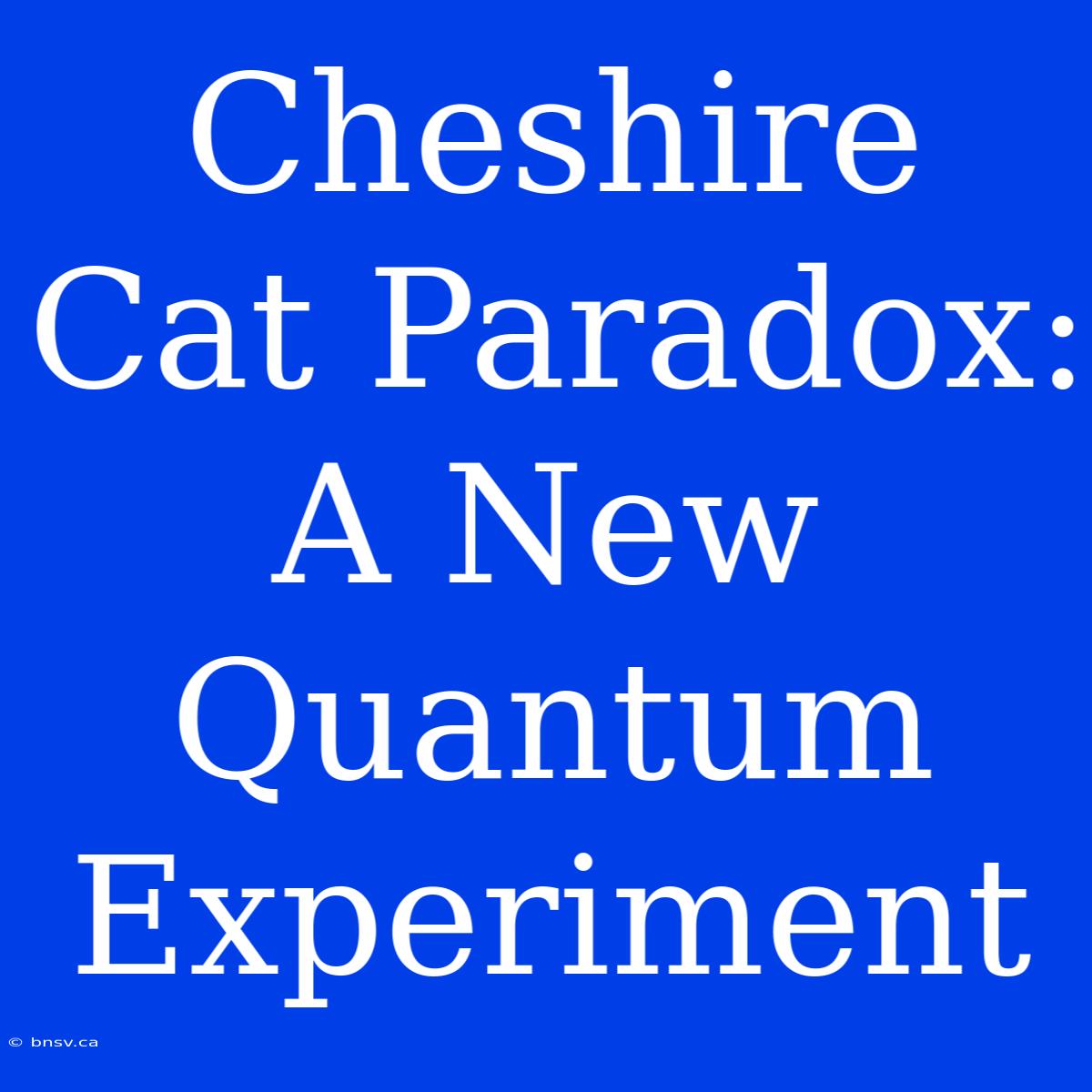 Cheshire Cat Paradox: A New Quantum Experiment