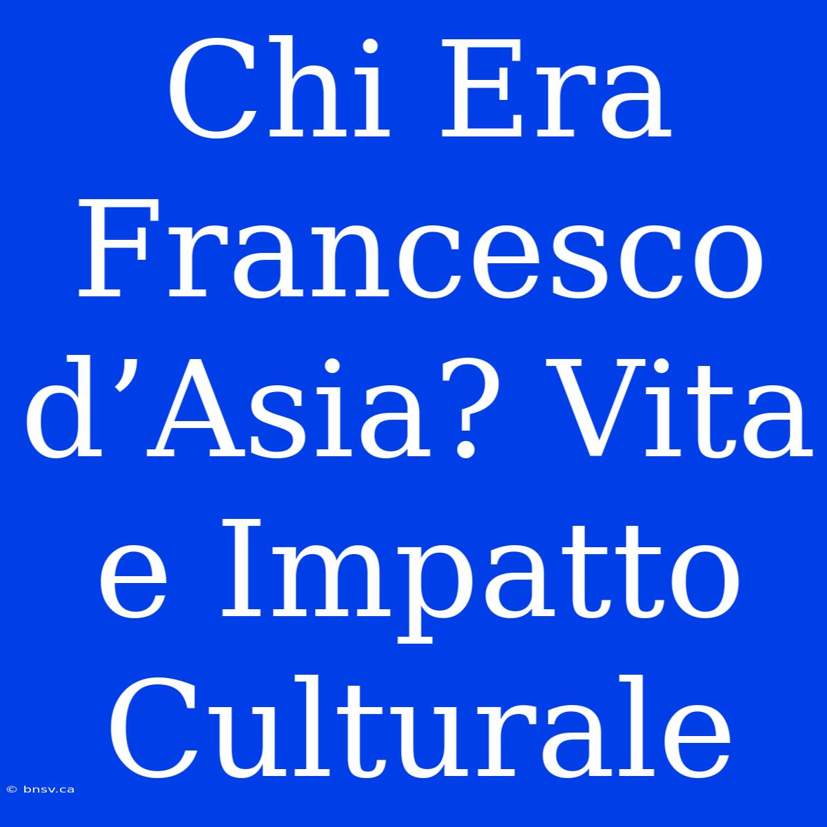 Chi Era Francesco D’Asia? Vita E Impatto Culturale