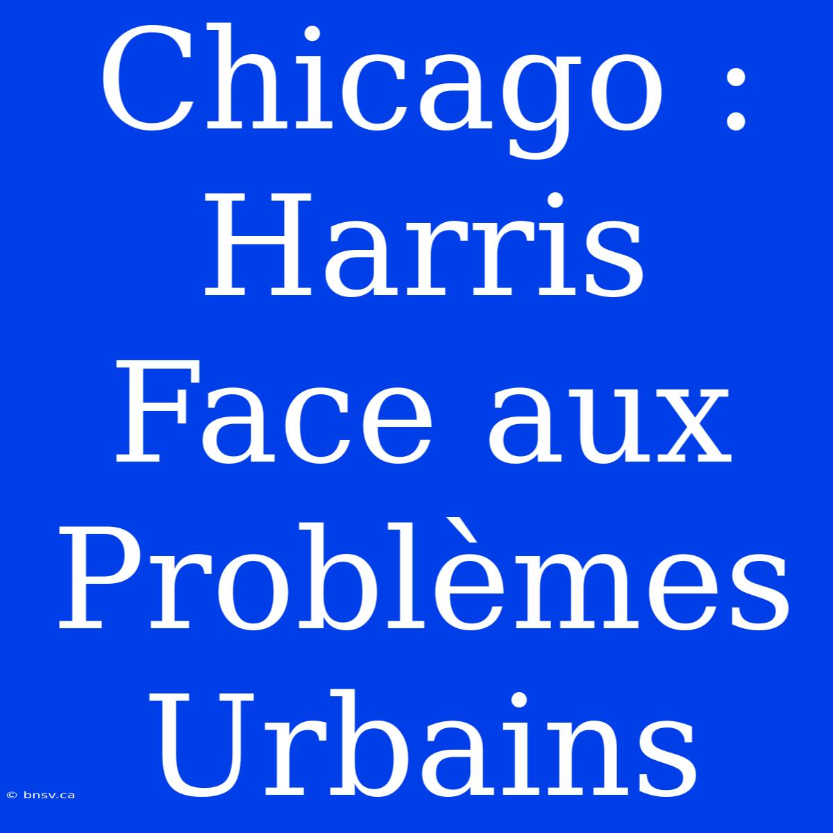 Chicago :  Harris Face Aux Problèmes Urbains