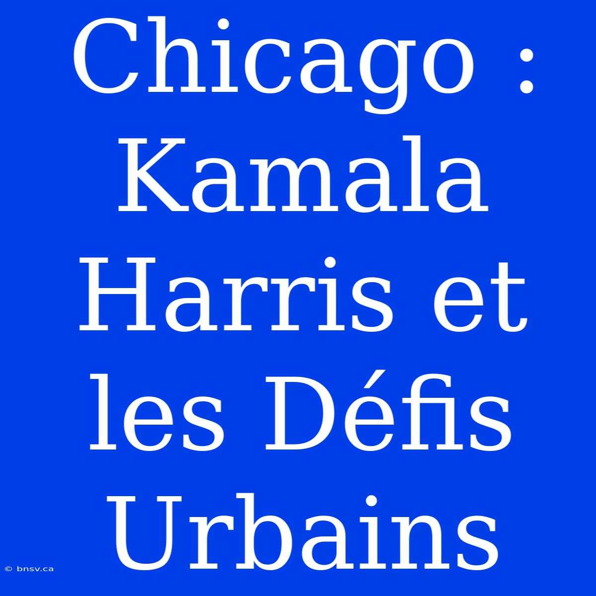 Chicago : Kamala Harris Et Les Défis Urbains