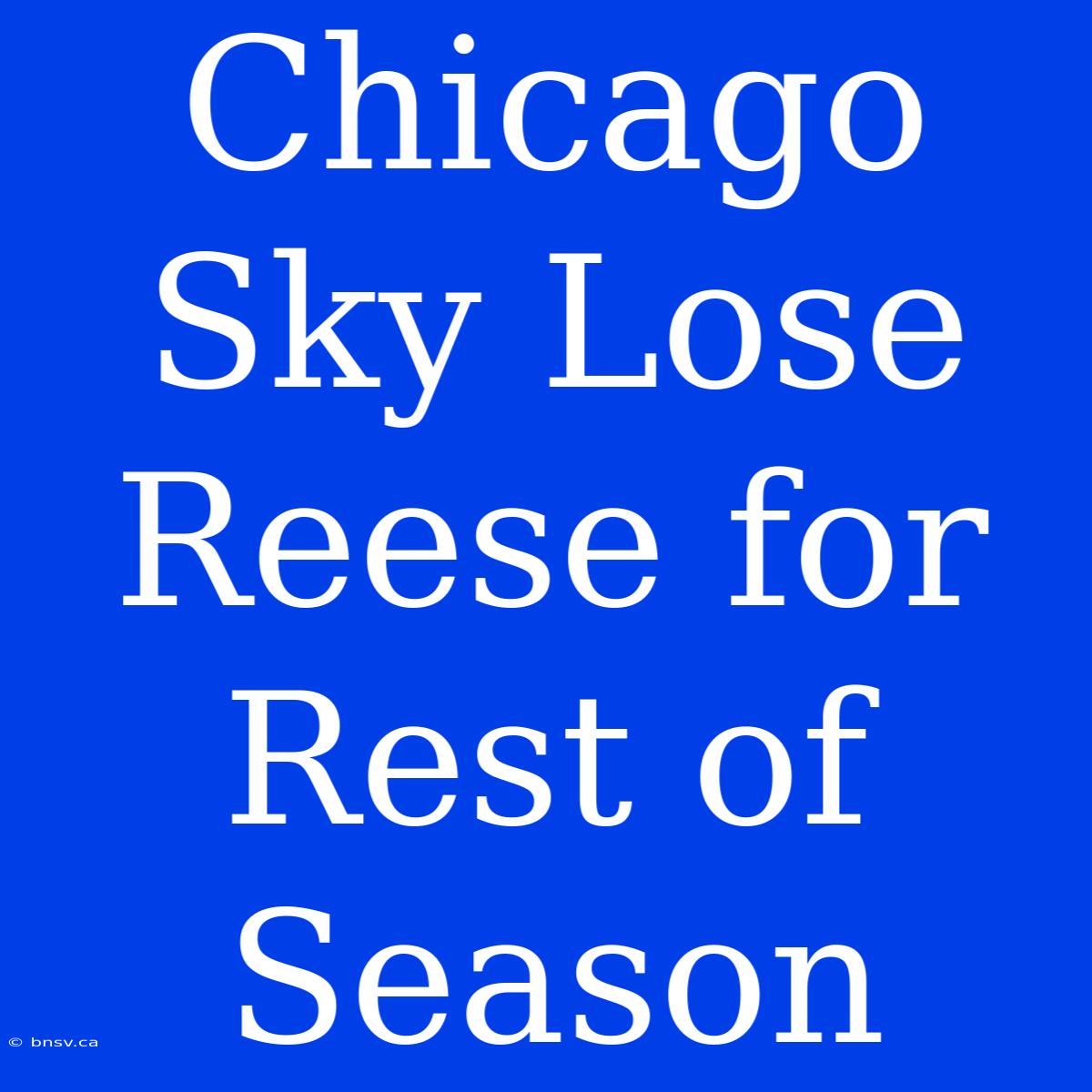 Chicago Sky Lose Reese For Rest Of Season