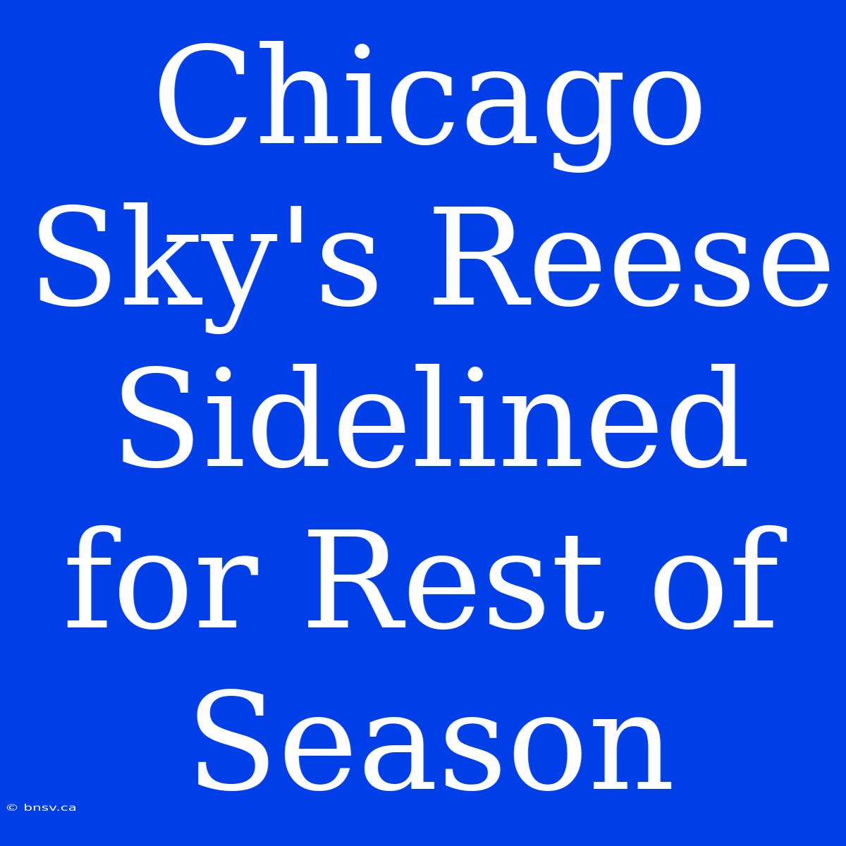 Chicago Sky's Reese Sidelined For Rest Of Season