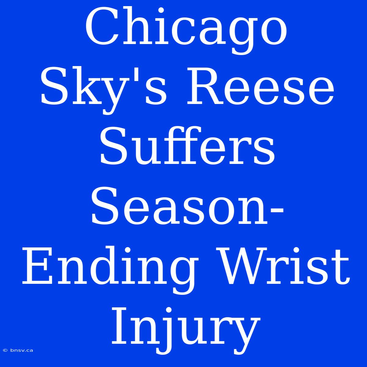 Chicago Sky's Reese Suffers Season-Ending Wrist Injury