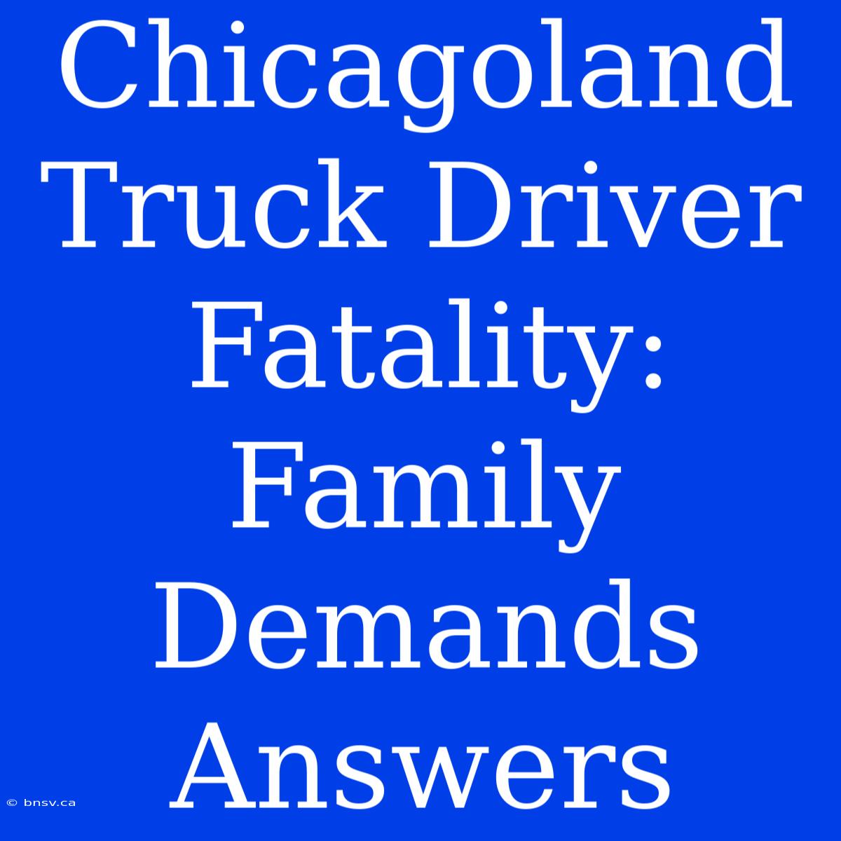 Chicagoland Truck Driver Fatality: Family Demands Answers