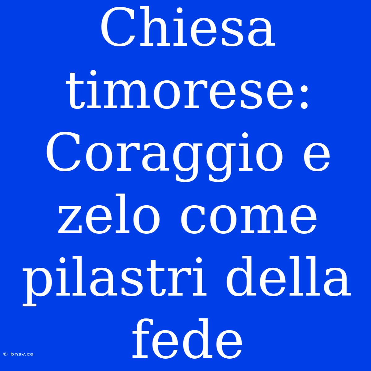 Chiesa Timorese: Coraggio E Zelo Come Pilastri Della Fede