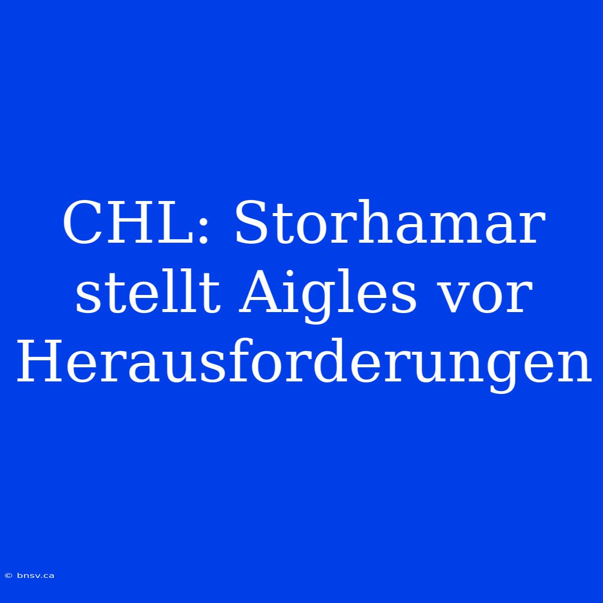 CHL: Storhamar Stellt Aigles Vor Herausforderungen