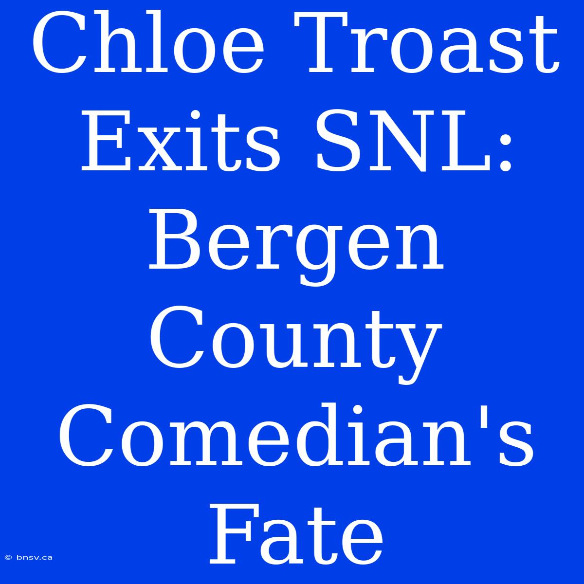 Chloe Troast Exits SNL: Bergen County Comedian's Fate