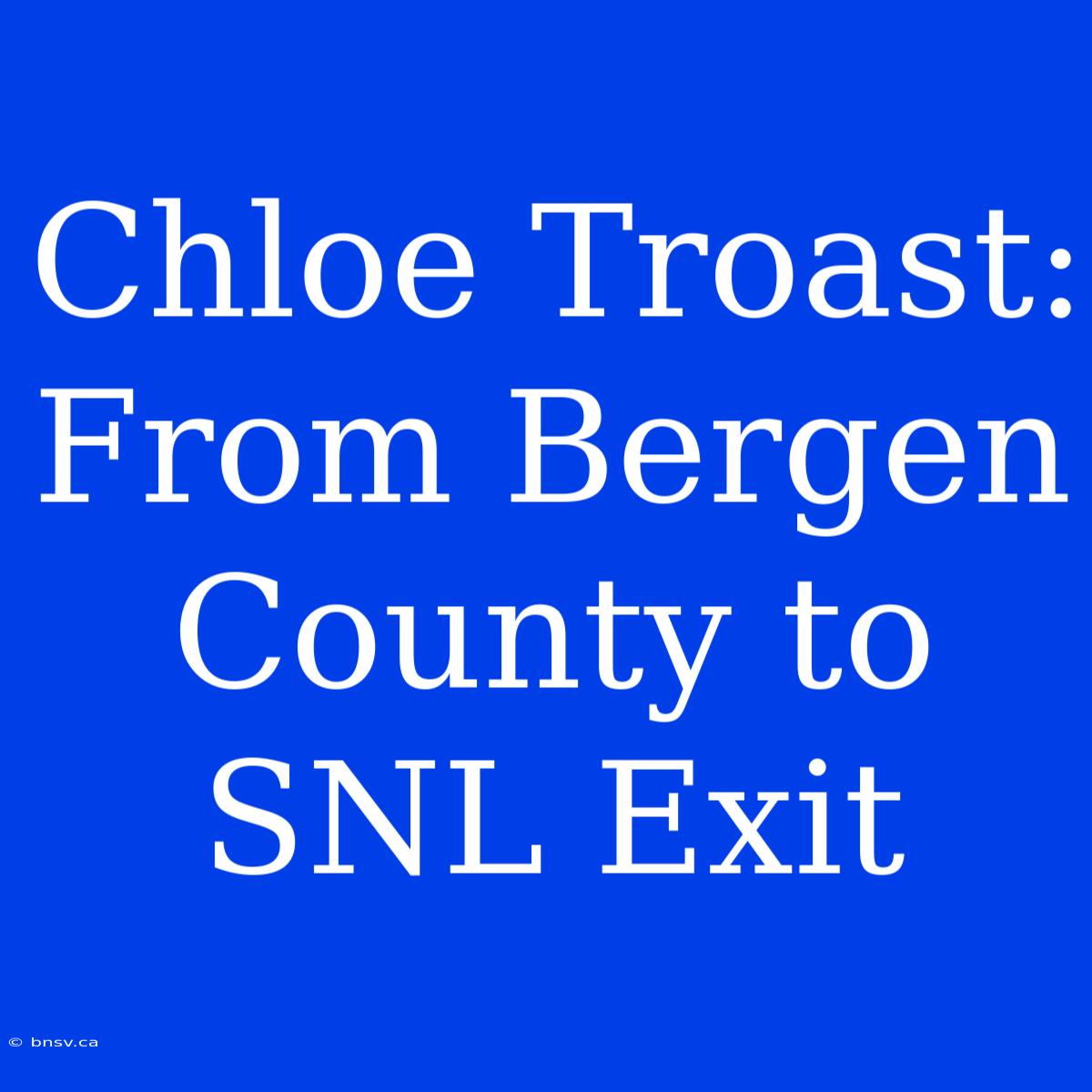 Chloe Troast: From Bergen County To SNL Exit