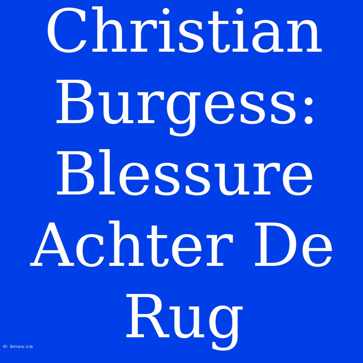 Christian Burgess: Blessure Achter De Rug