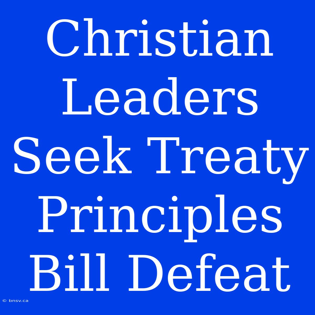 Christian Leaders Seek Treaty Principles Bill Defeat