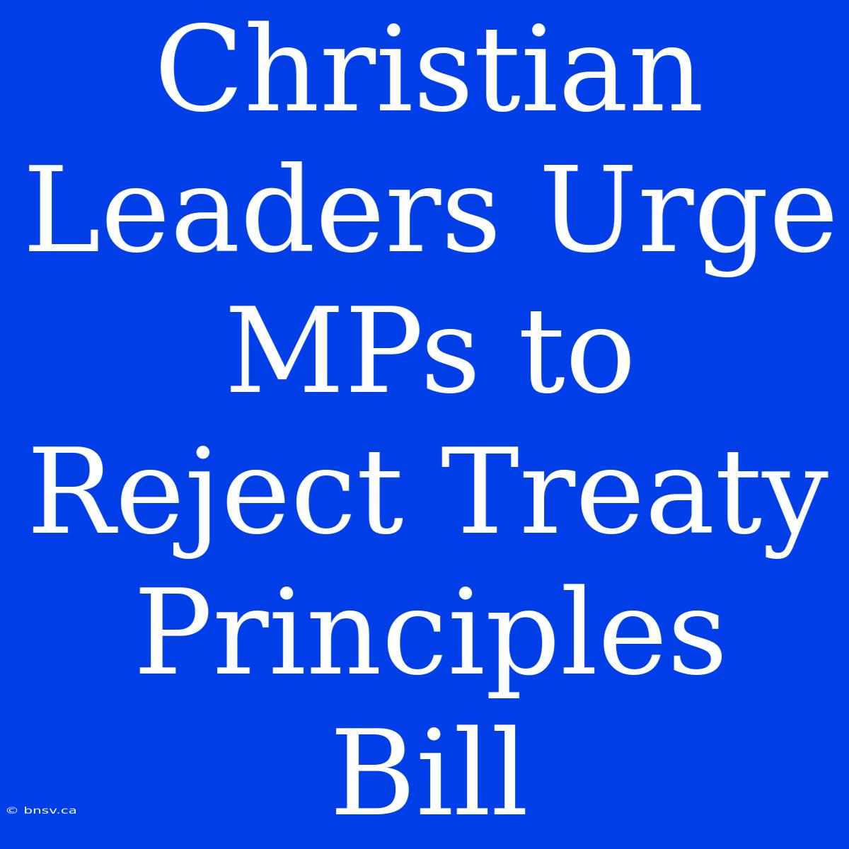 Christian Leaders Urge MPs To Reject Treaty Principles Bill