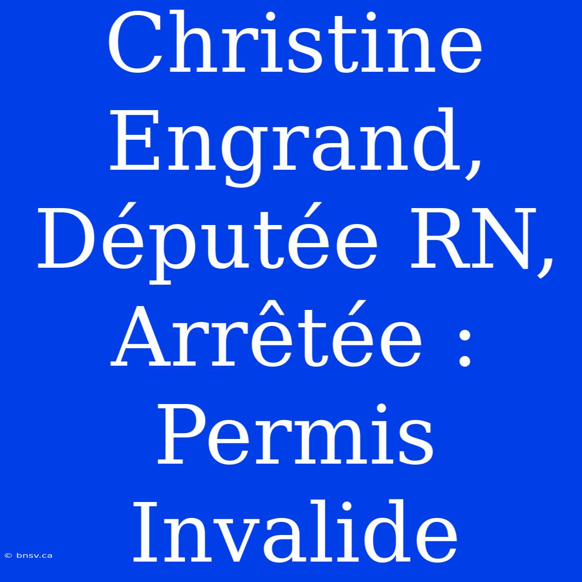 Christine Engrand, Députée RN, Arrêtée : Permis Invalide