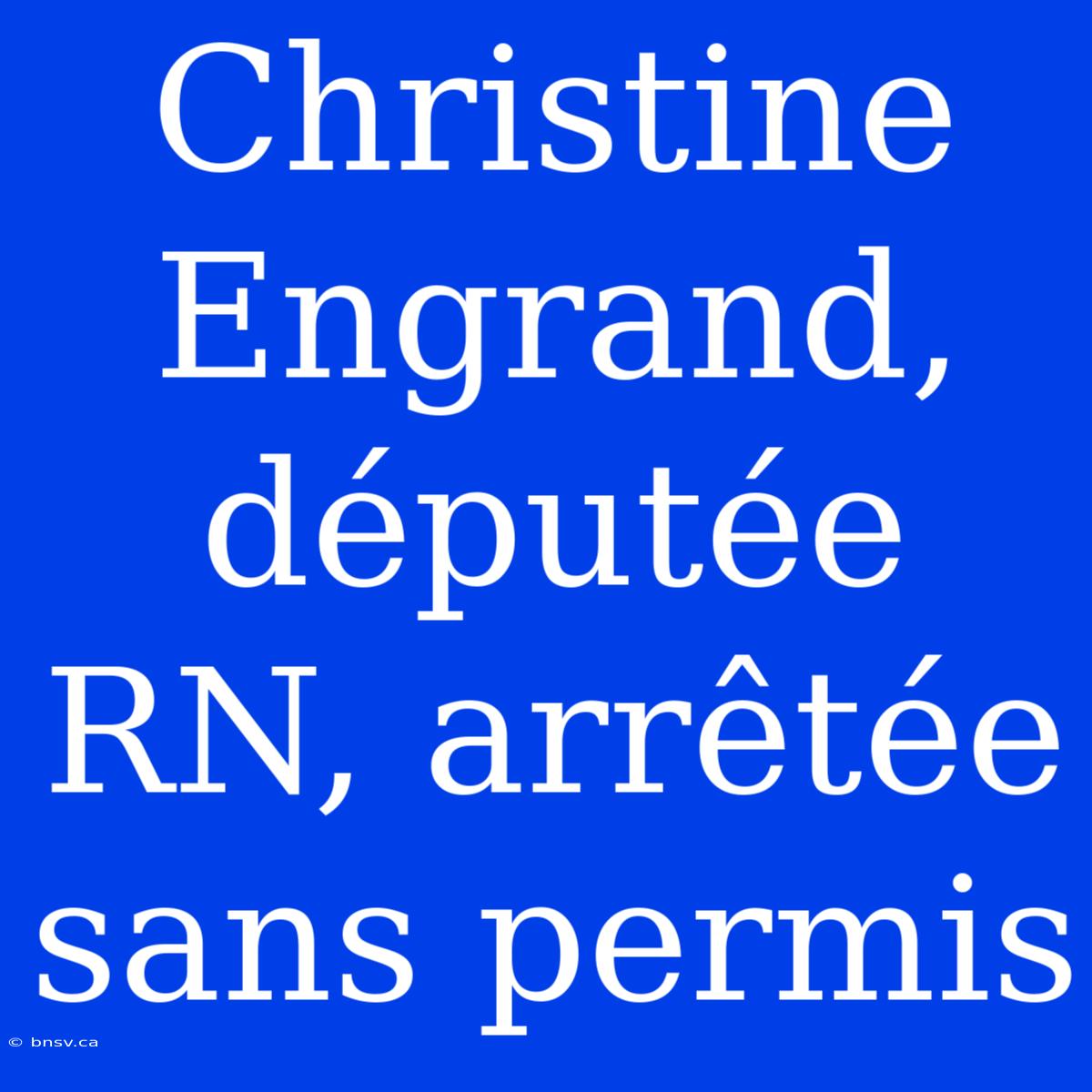 Christine Engrand, Députée RN, Arrêtée Sans Permis