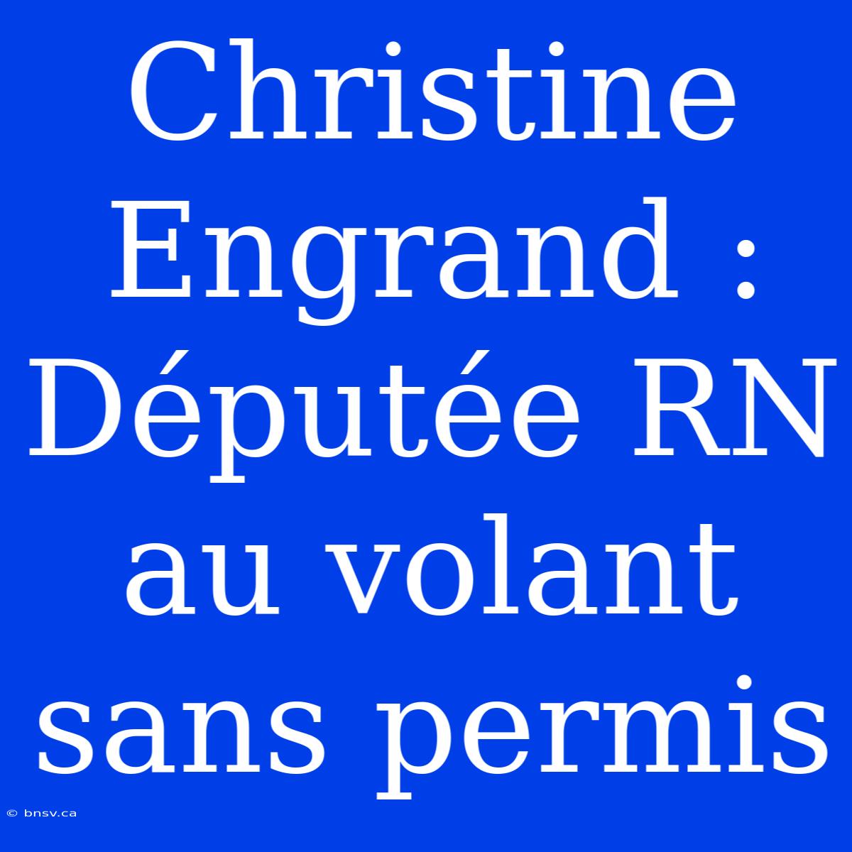 Christine Engrand : Députée RN Au Volant Sans Permis