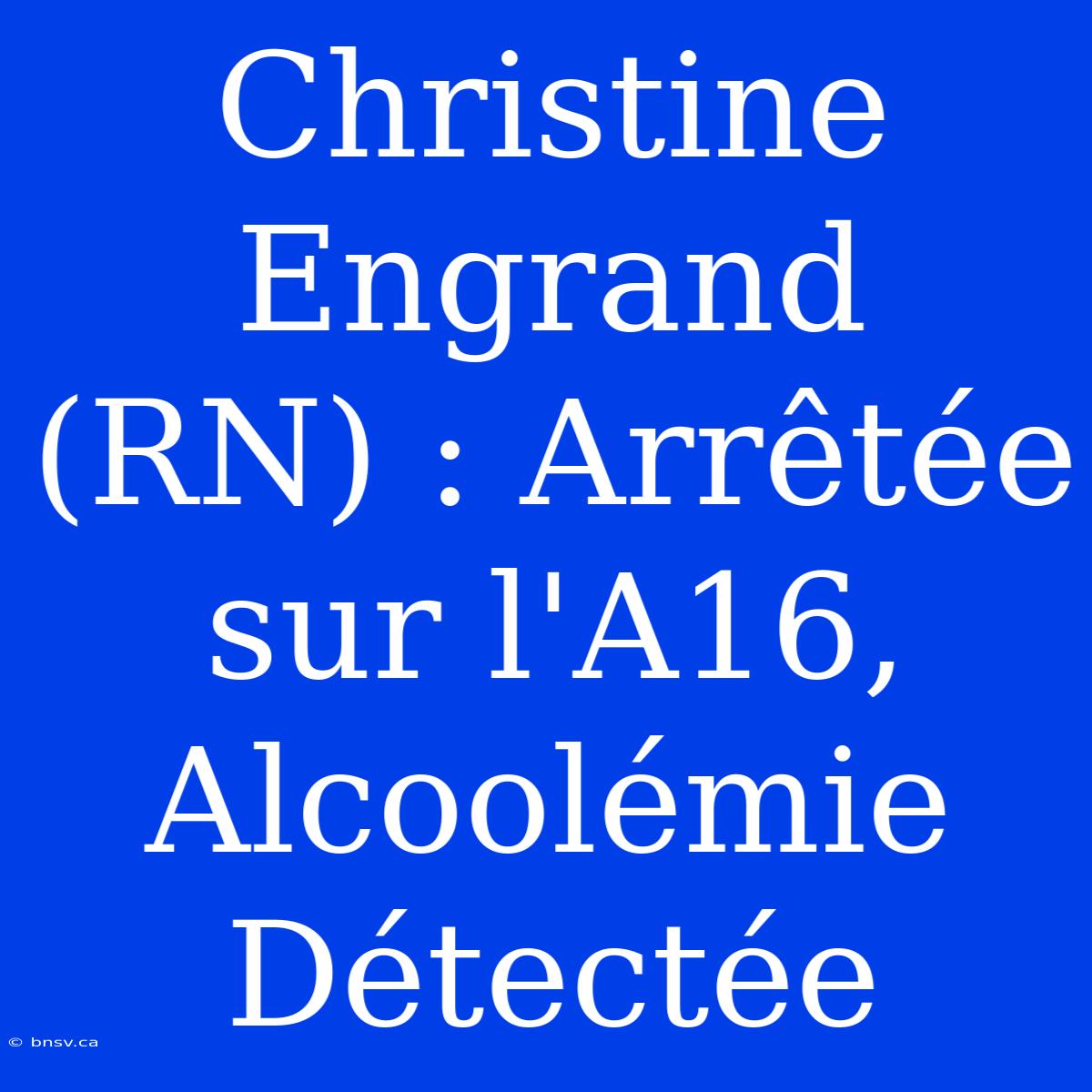 Christine Engrand (RN) : Arrêtée Sur L'A16, Alcoolémie Détectée