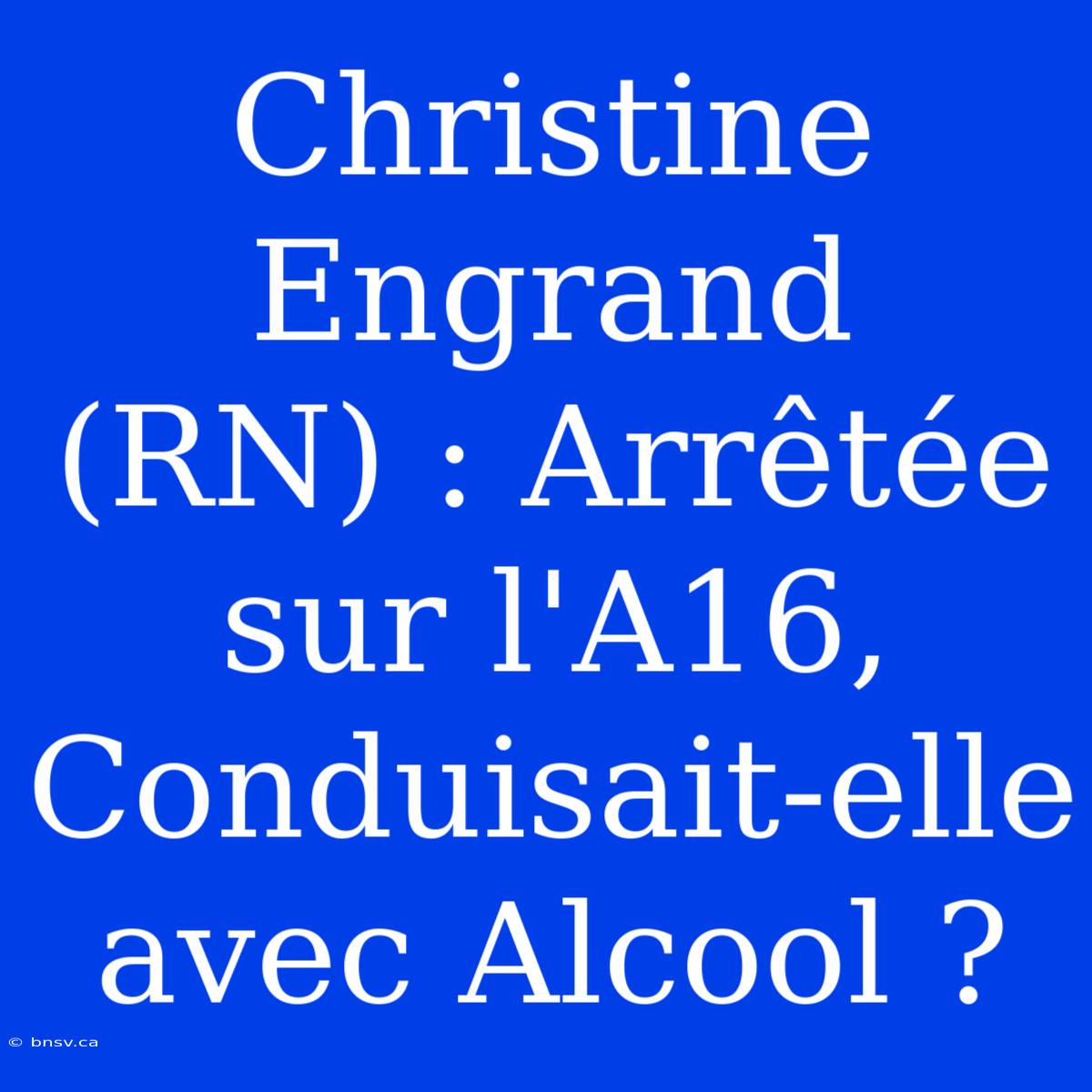 Christine Engrand (RN) : Arrêtée Sur L'A16, Conduisait-elle Avec Alcool ?