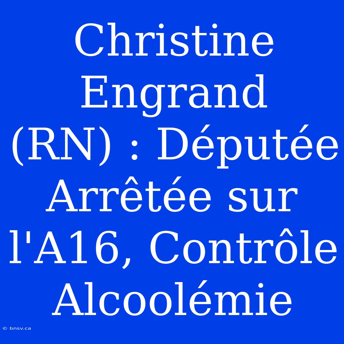 Christine Engrand (RN) : Députée Arrêtée Sur L'A16, Contrôle Alcoolémie