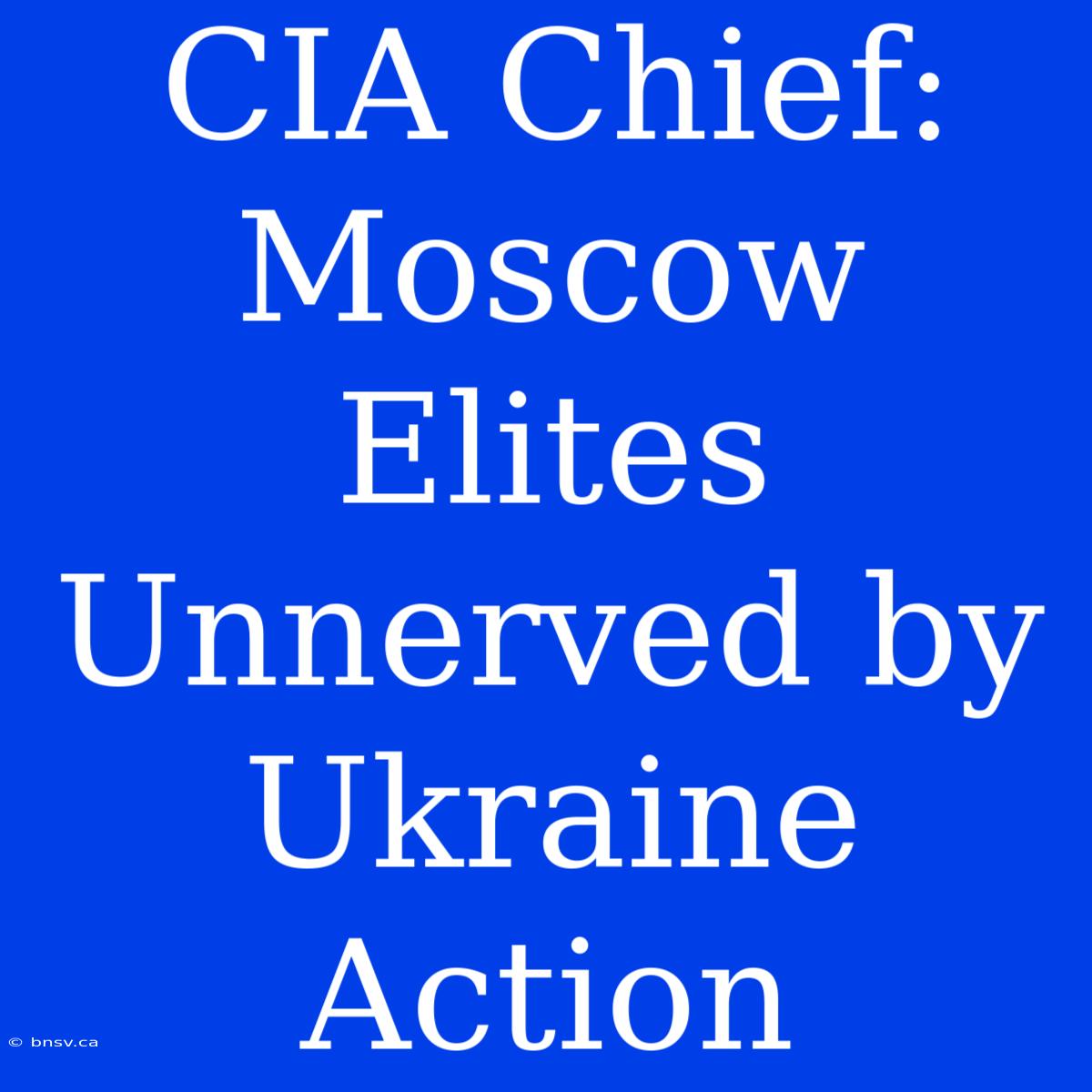 CIA Chief: Moscow Elites Unnerved By Ukraine Action