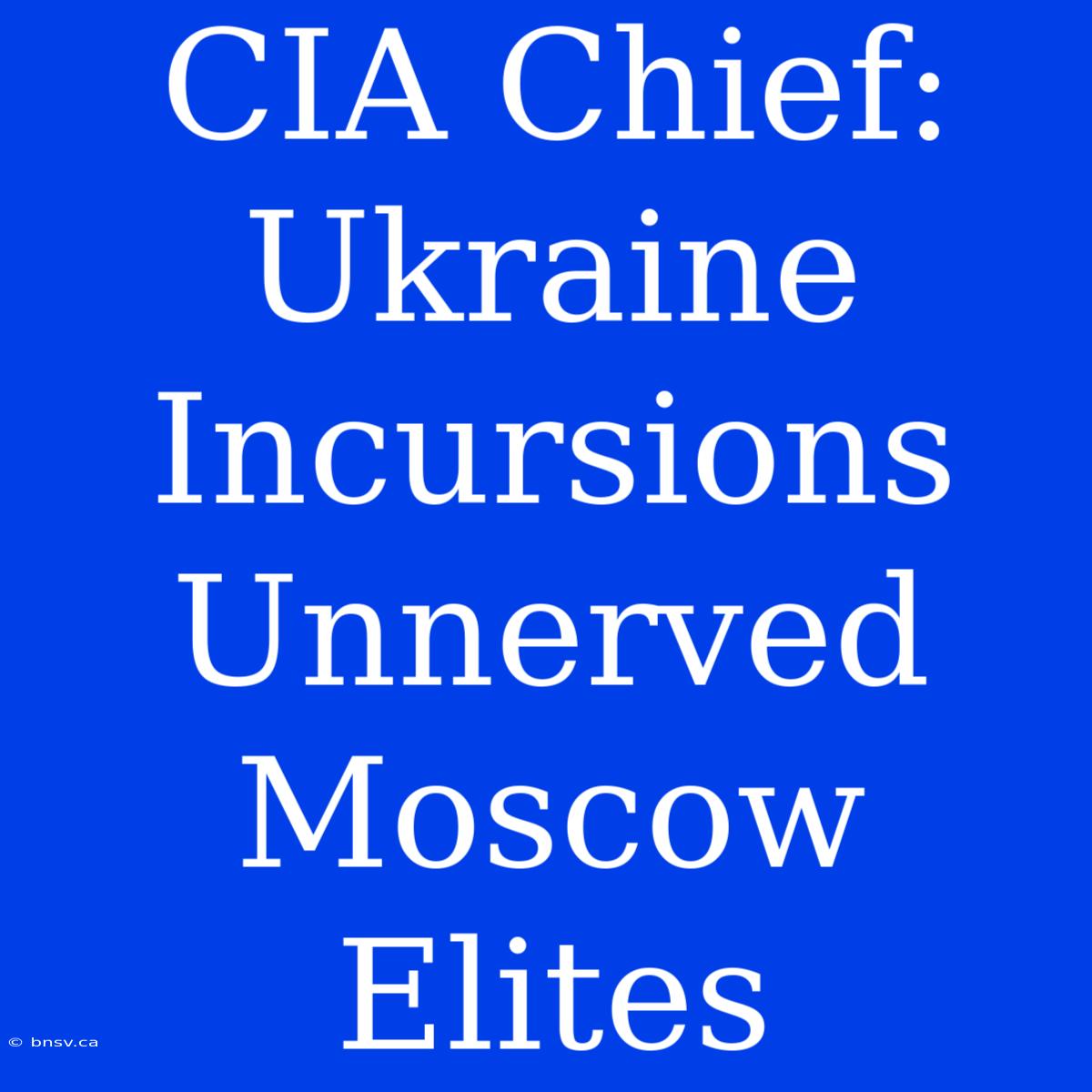 CIA Chief: Ukraine Incursions Unnerved Moscow Elites