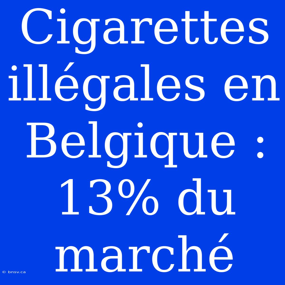 Cigarettes Illégales En Belgique : 13% Du Marché