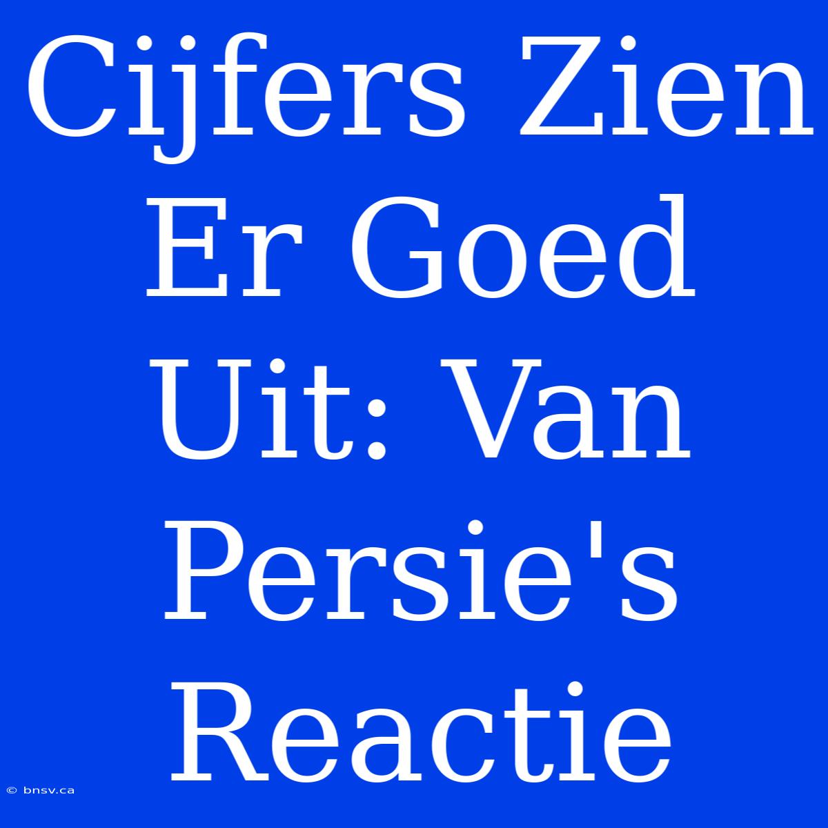 Cijfers Zien Er Goed Uit: Van Persie's Reactie