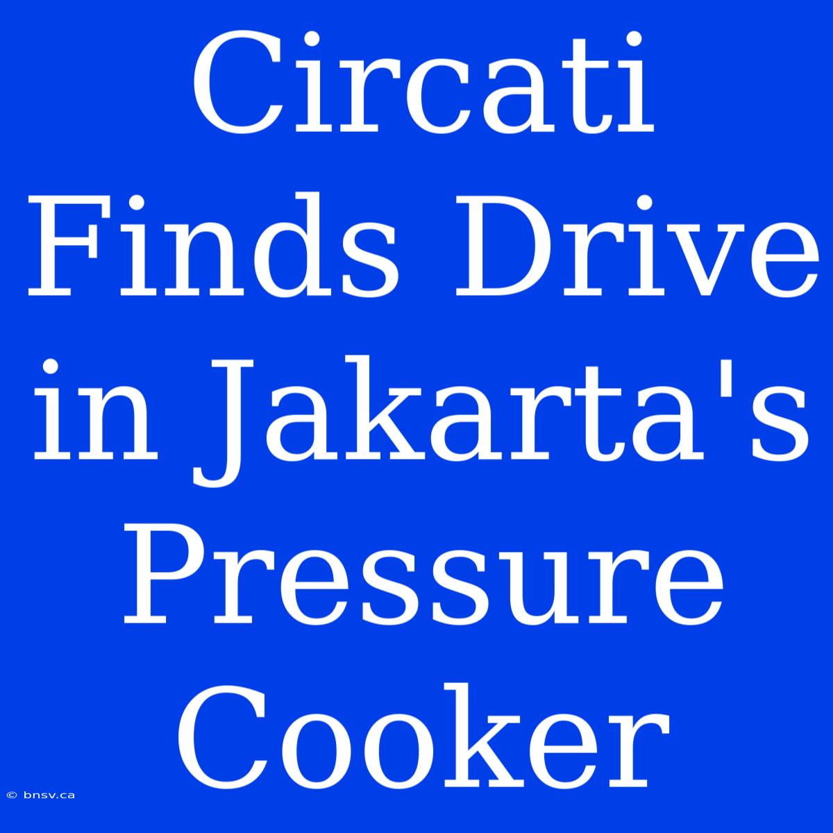 Circati Finds Drive In Jakarta's Pressure Cooker