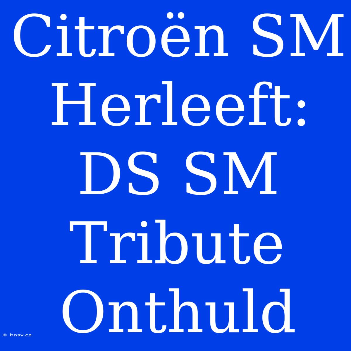 Citroën SM Herleeft: DS SM Tribute Onthuld