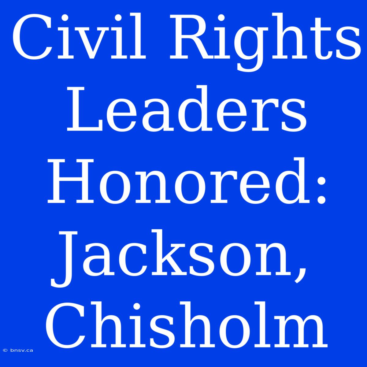 Civil Rights Leaders Honored: Jackson, Chisholm