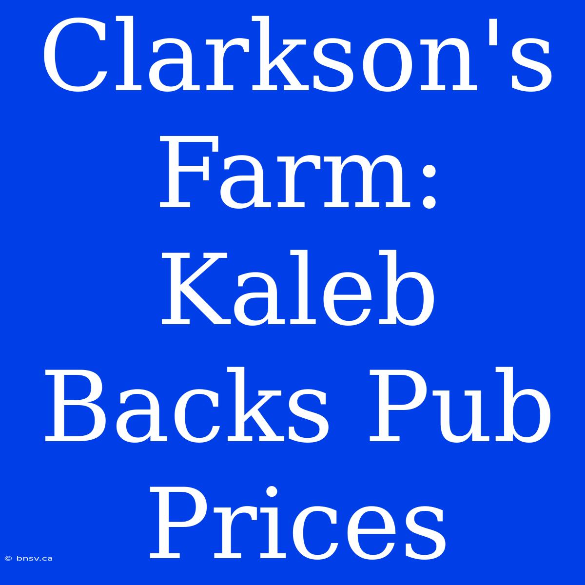 Clarkson's Farm: Kaleb Backs Pub Prices