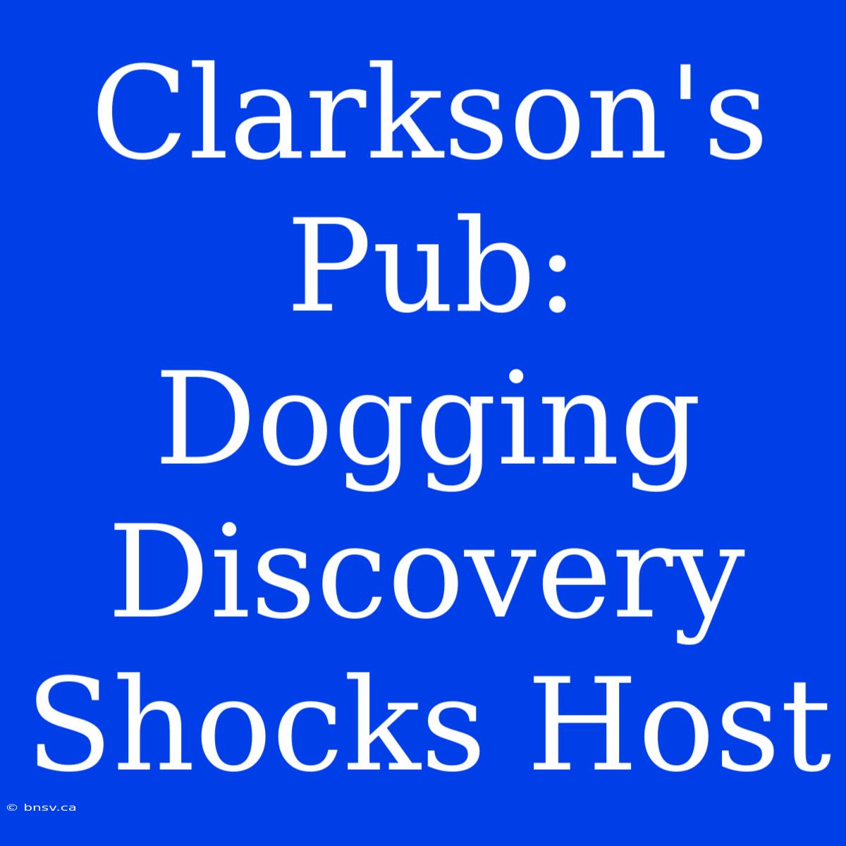 Clarkson's Pub: Dogging Discovery Shocks Host