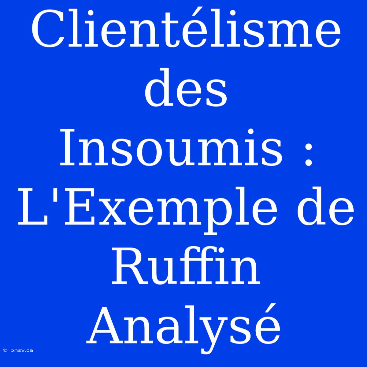 Clientélisme Des Insoumis : L'Exemple De Ruffin Analysé