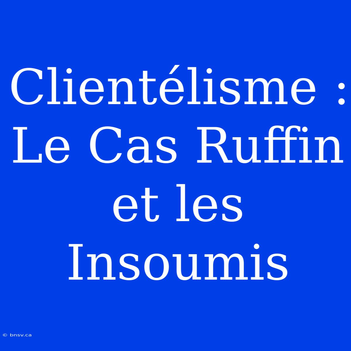 Clientélisme : Le Cas Ruffin Et Les Insoumis