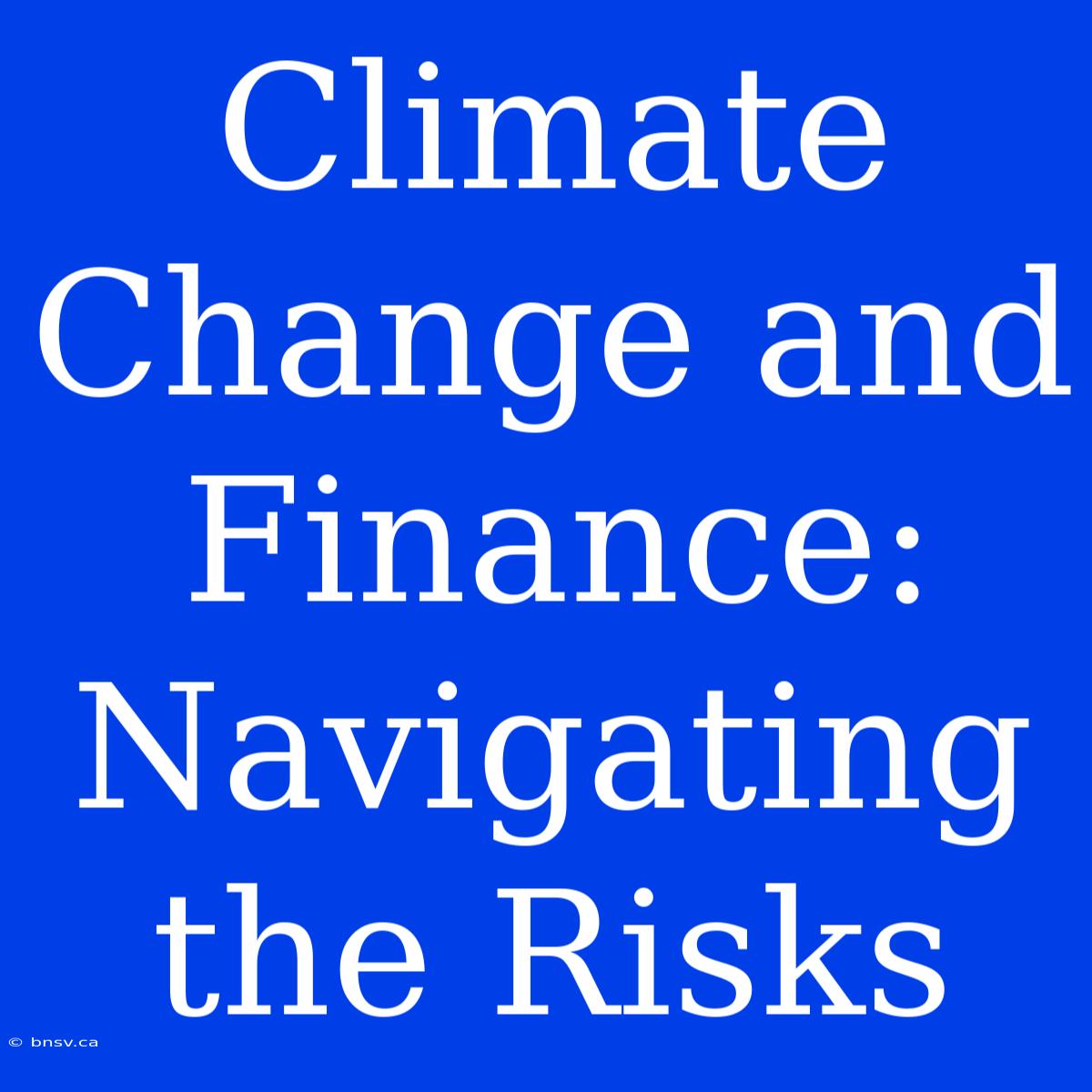 Climate Change And Finance: Navigating The Risks