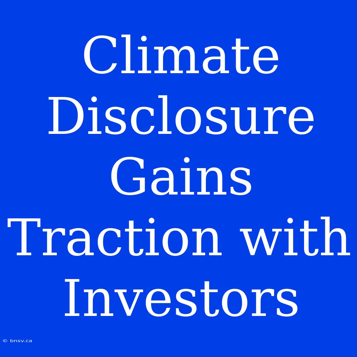 Climate Disclosure Gains Traction With Investors