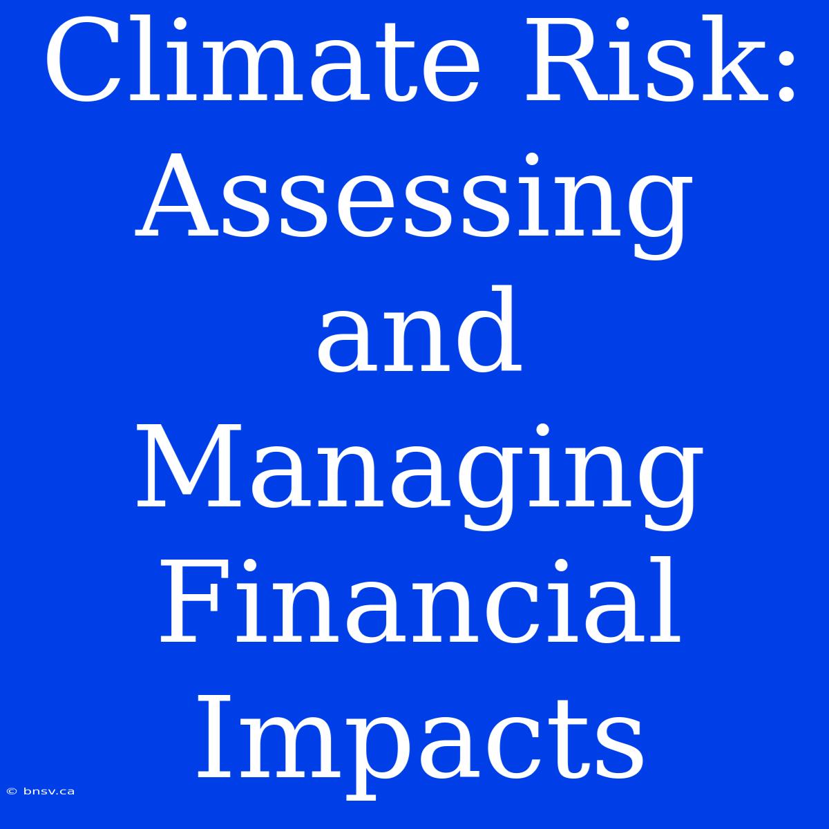 Climate Risk: Assessing And Managing Financial Impacts