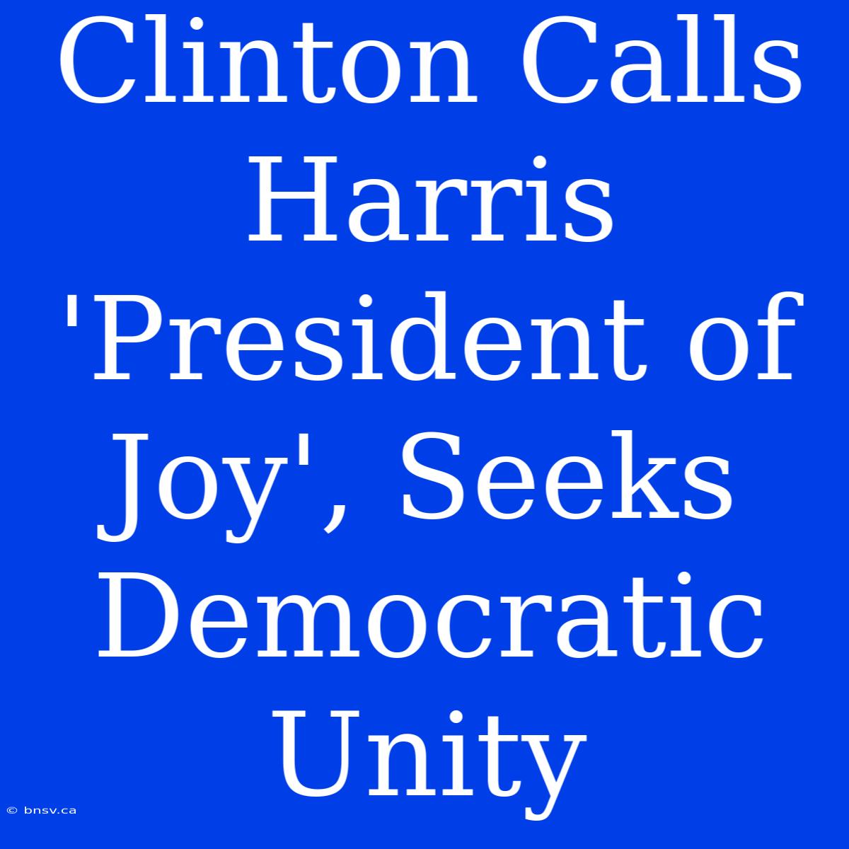 Clinton Calls Harris 'President Of Joy', Seeks Democratic Unity