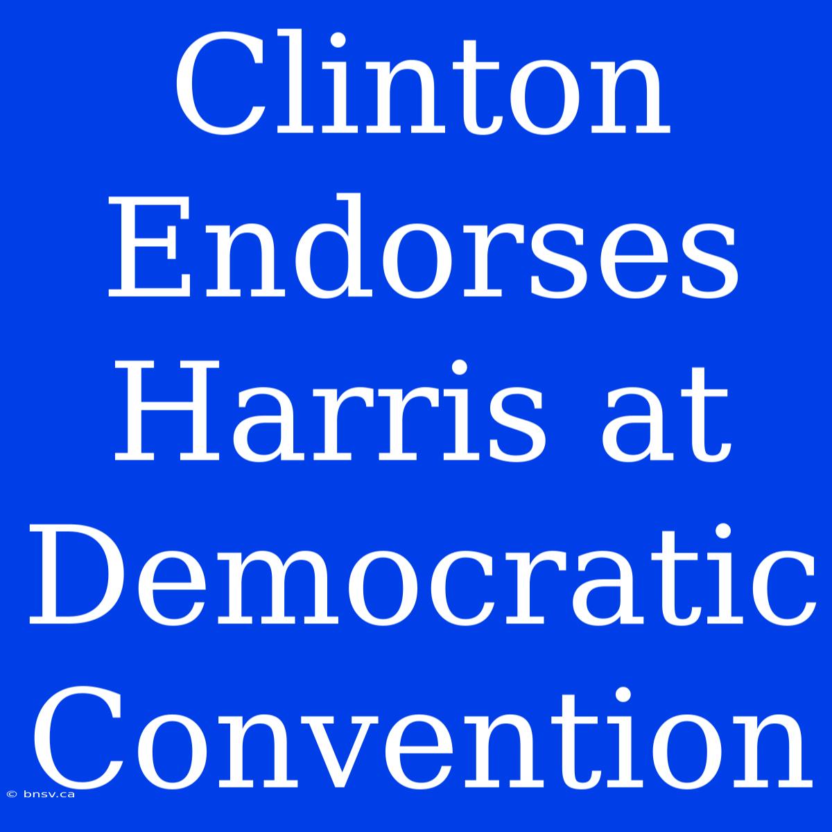 Clinton Endorses Harris At Democratic Convention