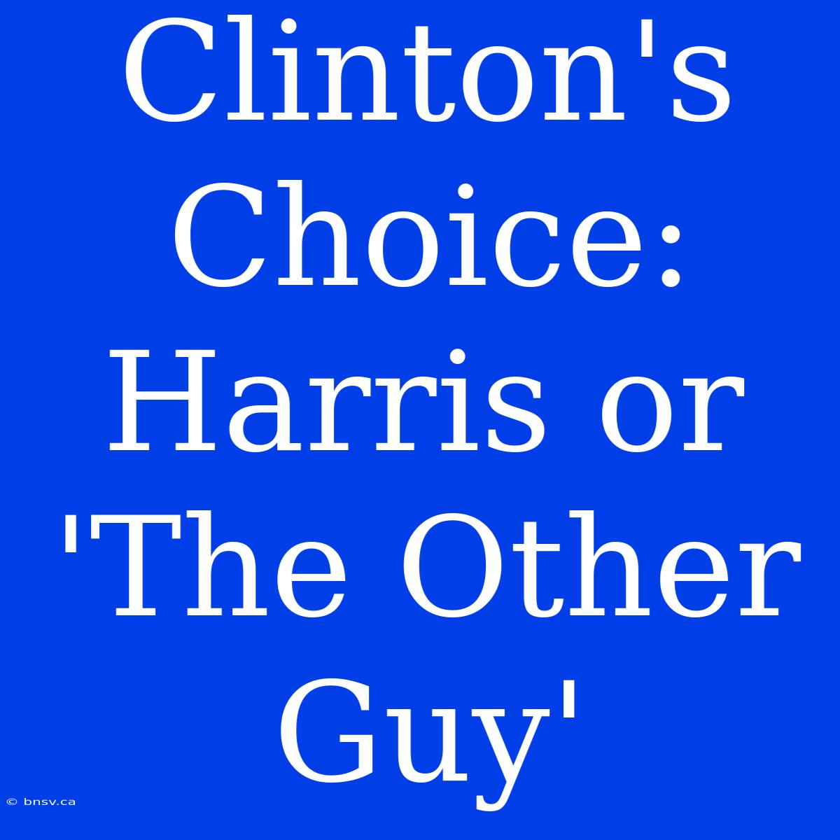 Clinton's Choice: Harris Or 'The Other Guy'