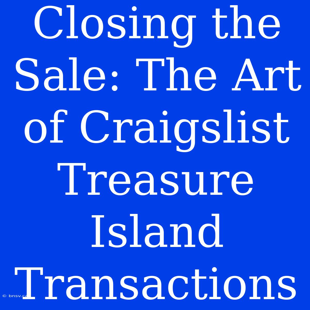 Closing The Sale: The Art Of Craigslist Treasure Island Transactions