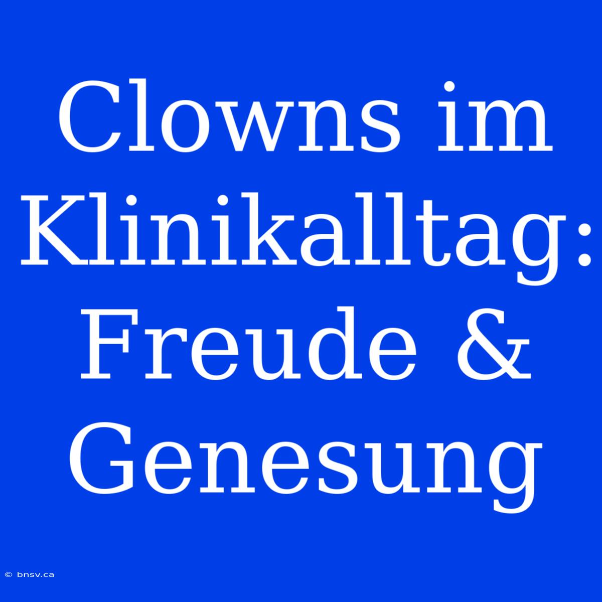 Clowns Im Klinikalltag: Freude & Genesung