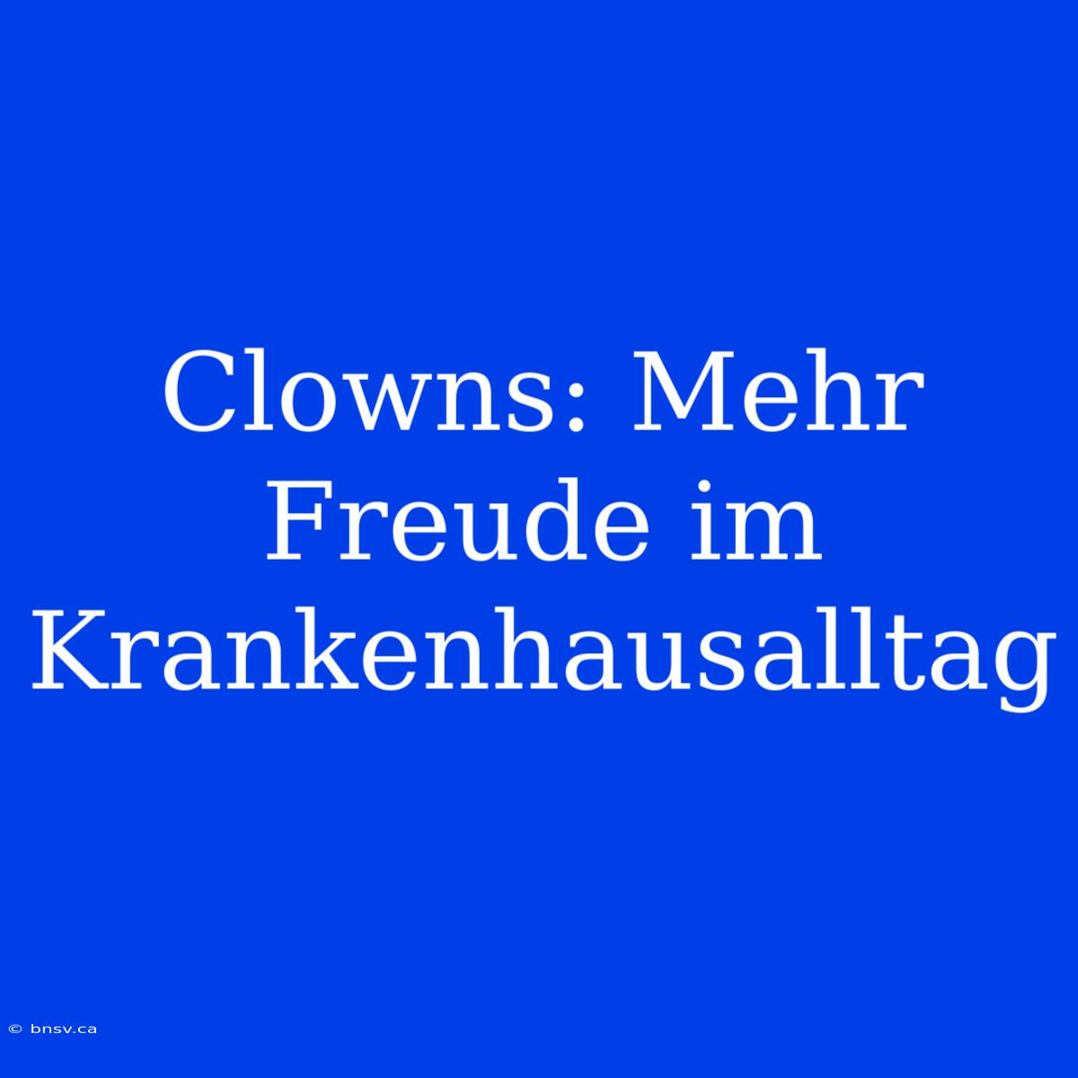 Clowns: Mehr Freude Im Krankenhausalltag