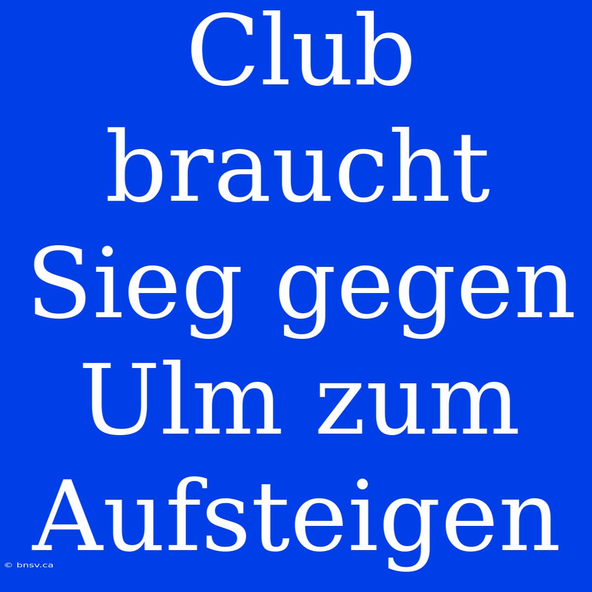 Club Braucht Sieg Gegen Ulm Zum Aufsteigen