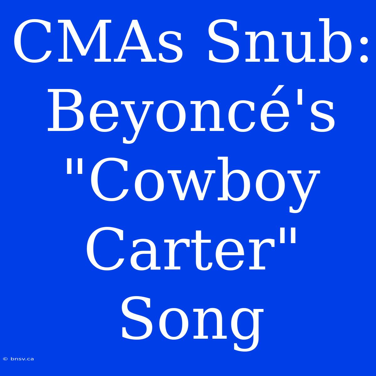 CMAs Snub: Beyoncé's 